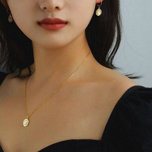 Mother of Pearls Shell Chain Gold Vermeil Necklace Bracelet and Earrings (Purchase Individually) - Zafari Studio Jewelry